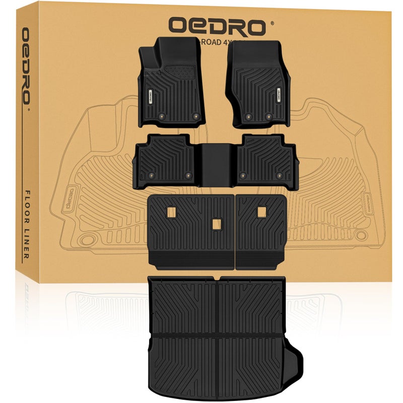 OEDRO Floor Mats Fit for 2013-2019 Ford Escape, 2013-2018 Ford C-Max, TPE All-Weather Floor Mats Includes 1st and 2nd Row Full Set Liners - Image 1